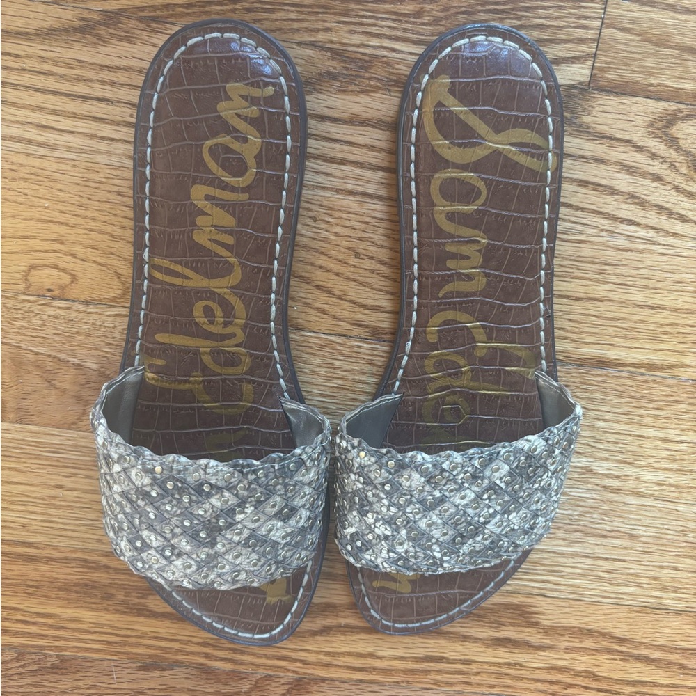 Sam Edelman Women's Woven Brown and Gray Sandals